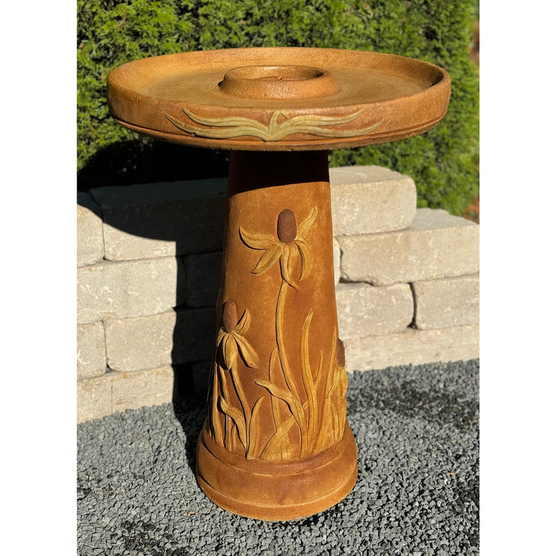 Coneflower Birdbath-Cast Stone