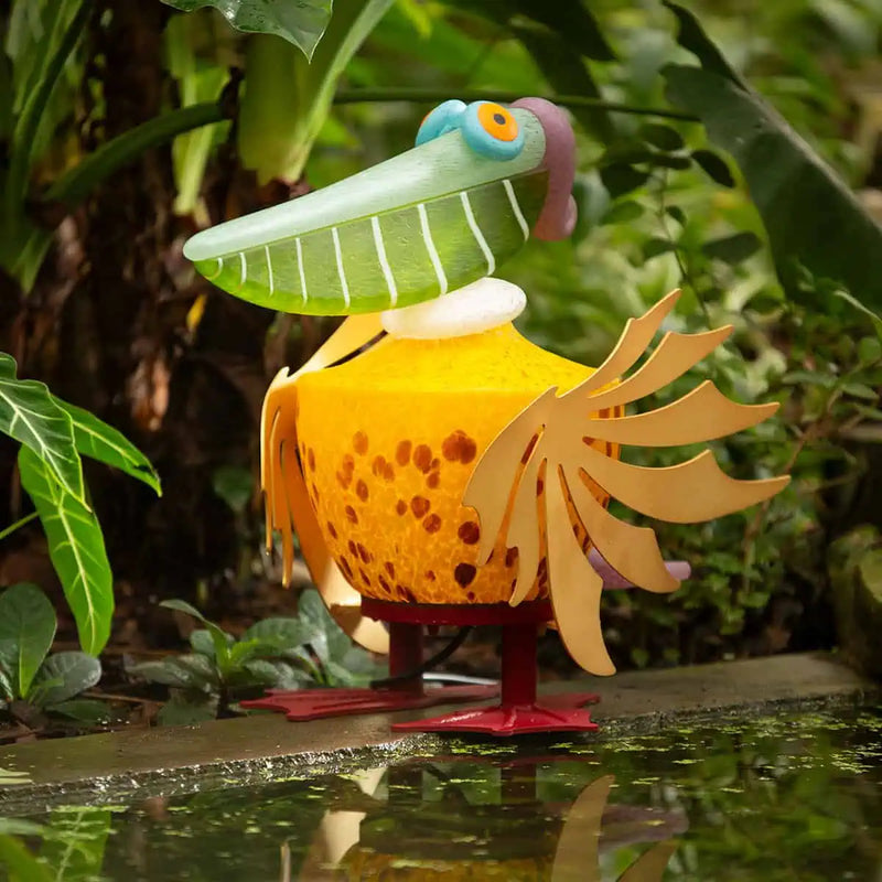 Cooper the Pelican Art Glass Sculpture by Borowski-Yellow