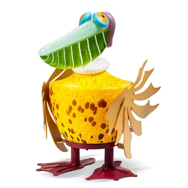 Cooper the Pelican Art Glass Sculpture by Borowski-Yellow