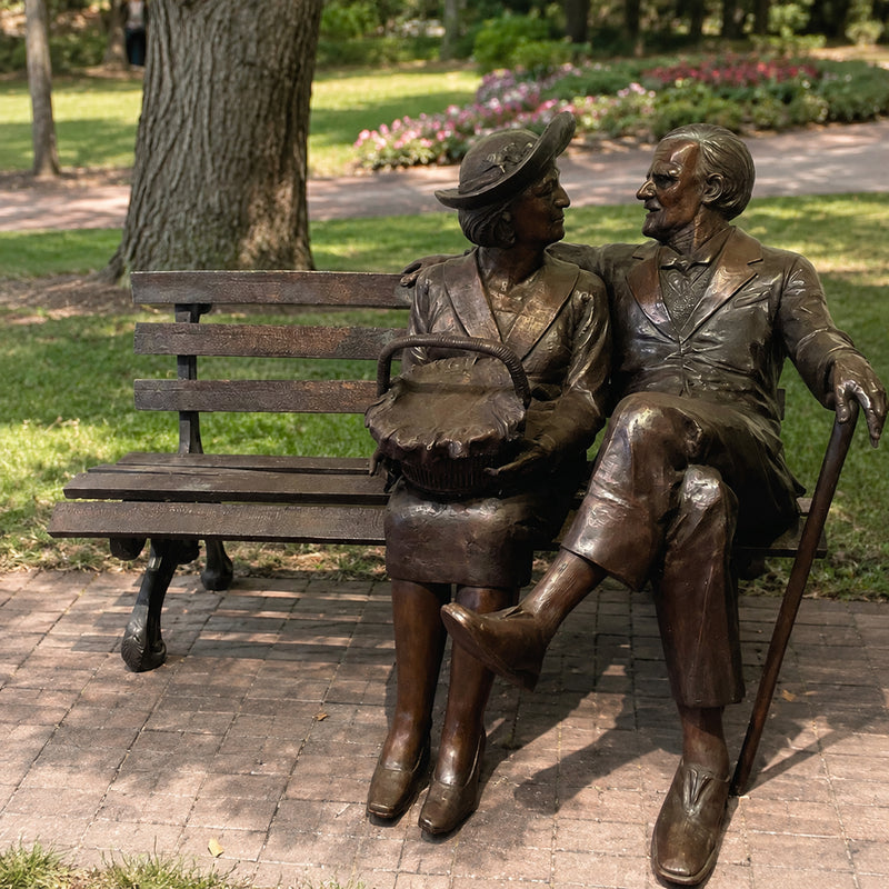 Forever Love- Bronze Senior Couple on Bench