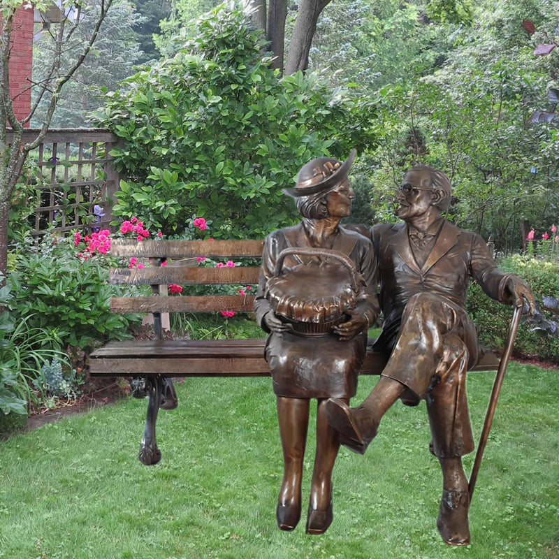 Forever Love- Bronze Senior Couple on Bench