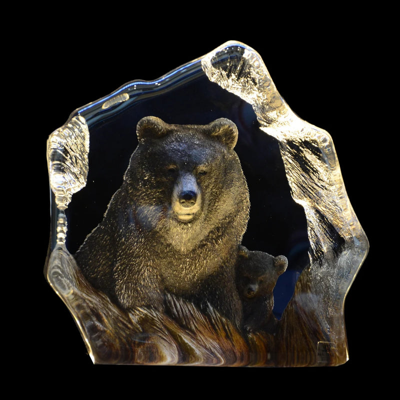 Brown Bear Crystal Sculpture With Color