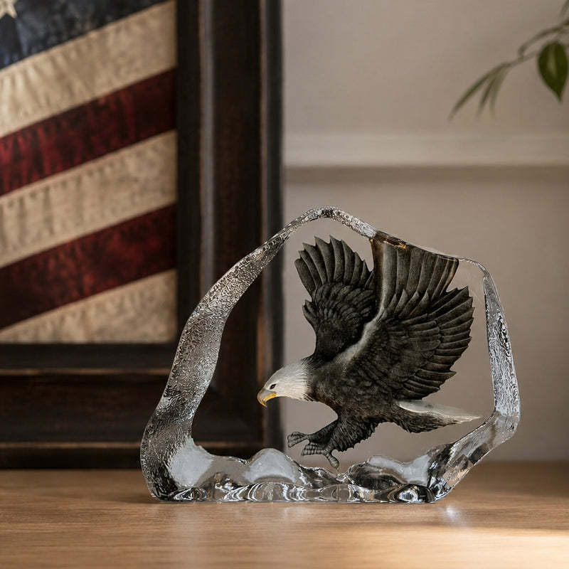 Large Crystal Eagle in Flight Sculpture