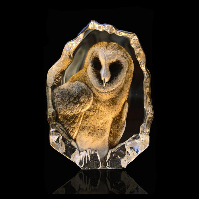 Crystal Barn Owl Sculpture