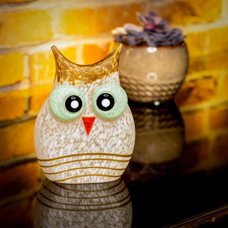 Cucu Bird Art Glass Sculpture by Borowski-White