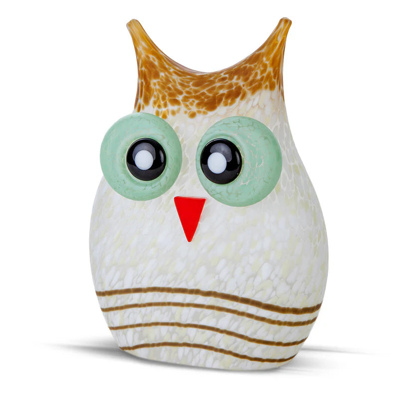 Cucu Bird Art Glass Sculpture by Borowski-White