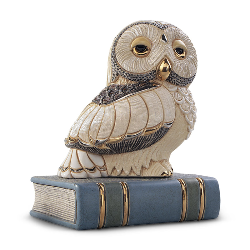 De Rosa Owl on Book Sculpture-Ceramic