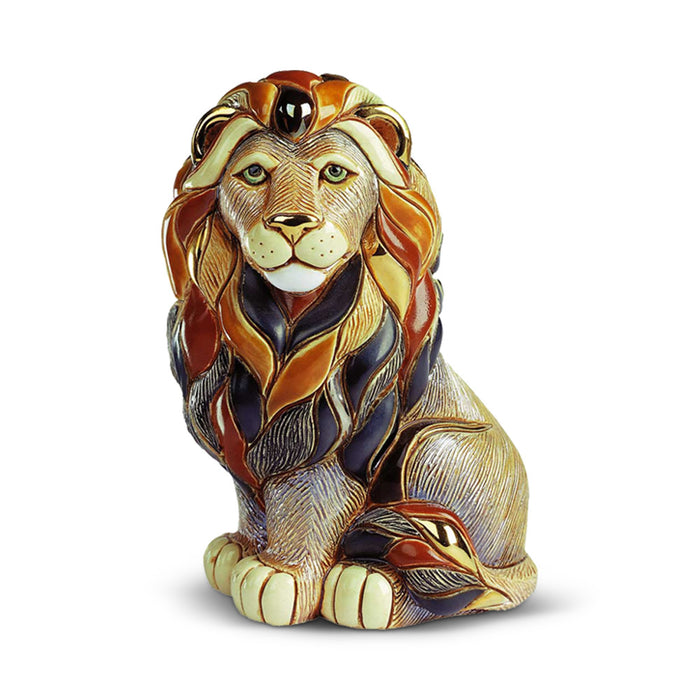 De Rosa Sitting Lion Sculpture-Ceramic