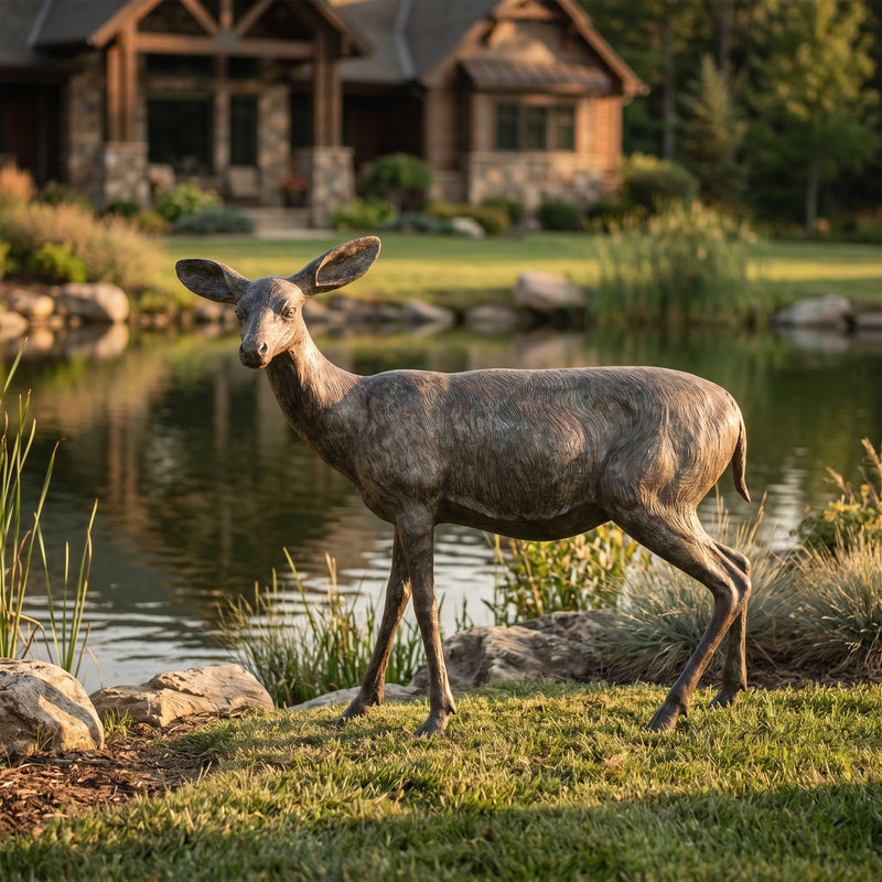 deer garden statue made of bronze. 