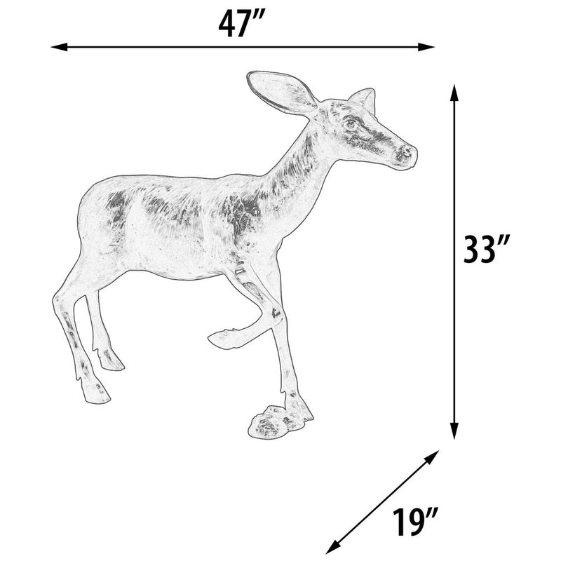 Walking Doe Deer Bronze Sculpture