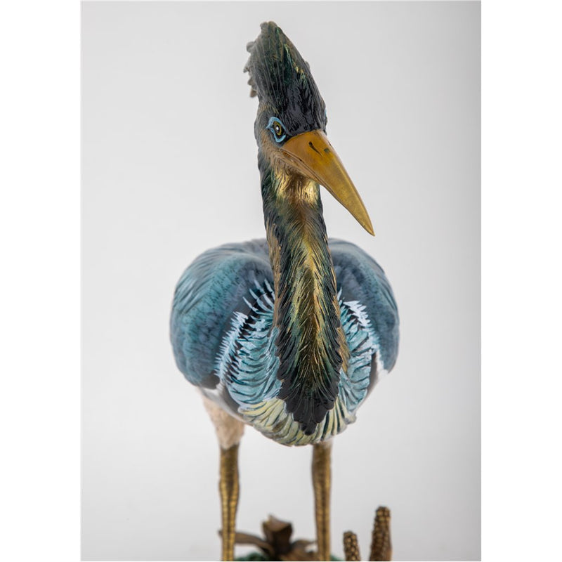 Little Blue Heron Sculpture-Porcelain & Bronze