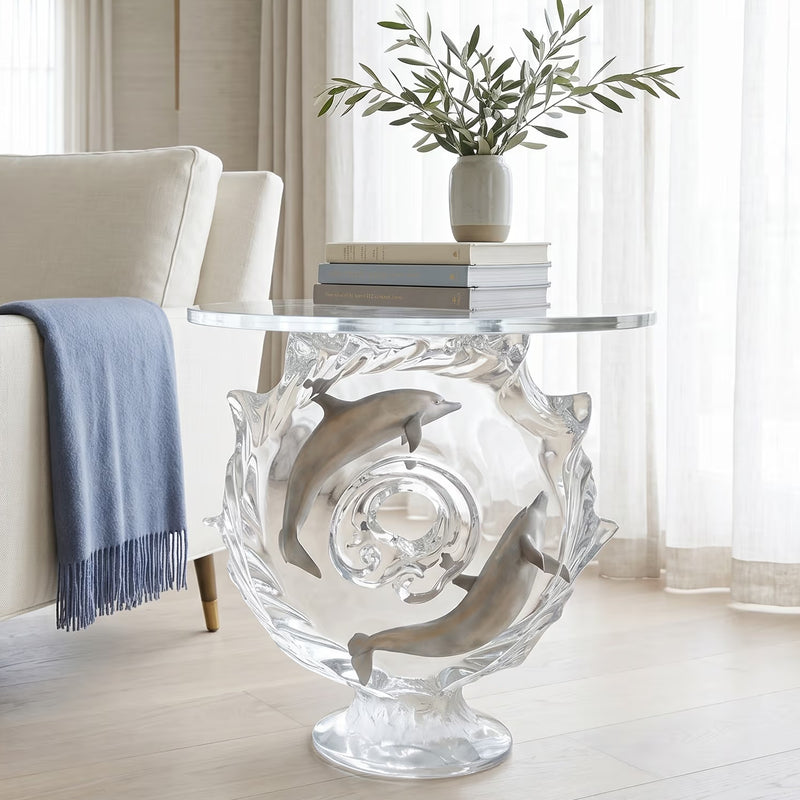 end table with dolphins in design