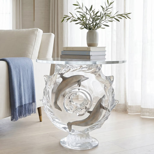 end table with dolphins in design