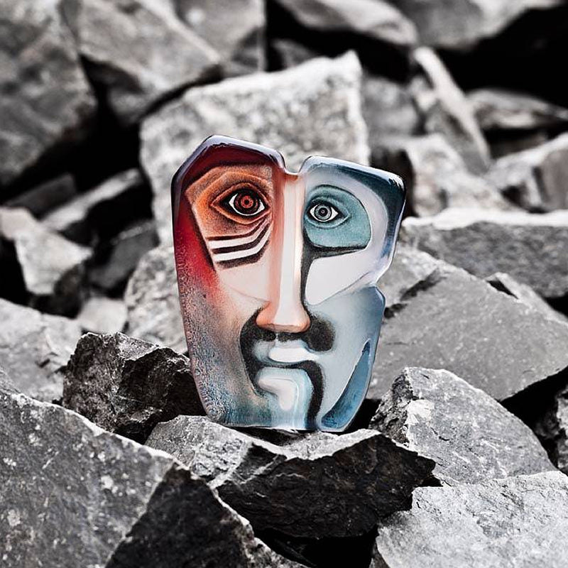 Crystal Domino Mask Sculpture, Blue/Red