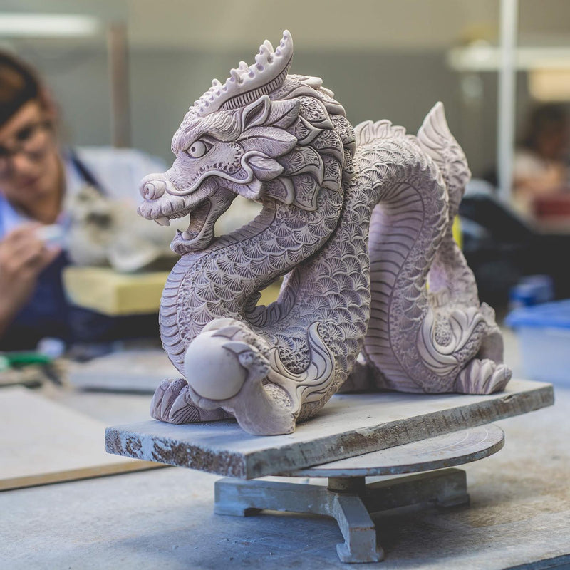 Blue Chinese Dragon Sculpture-Ceramic