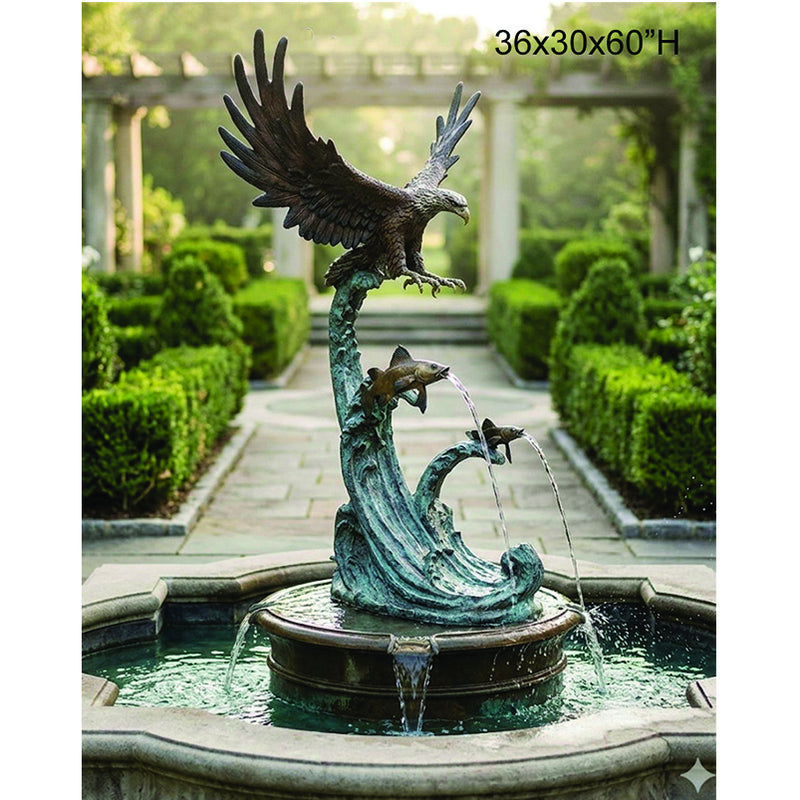 Eagle Catching Fish Bronze Fountain Sculpture