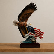 Bald eagle with American Flag Statue on table