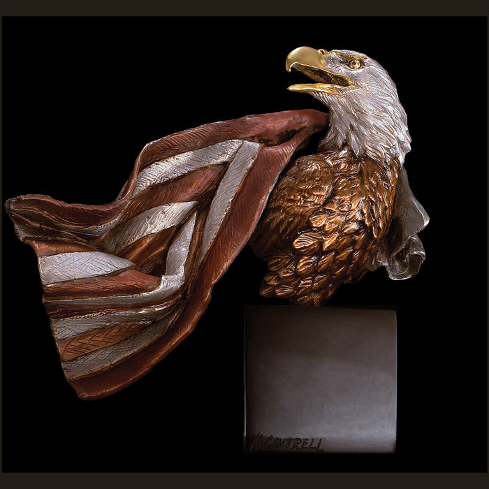 Symbols of Honor-Eagle with Flag Sculpture by Kitty Cantrell