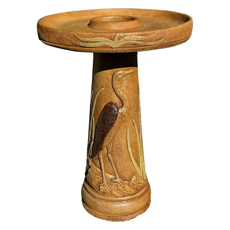 Egret Birdbath-Cast Stone