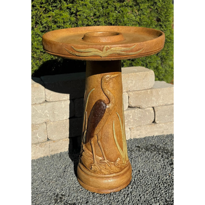 Egret Birdbath-Cast Stone