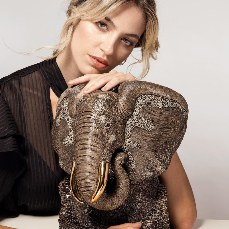 Black Elephant Bust-Ceramic