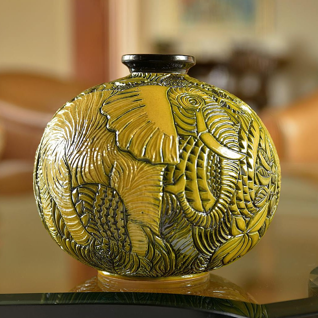 Elephant Vase De Rosa Collection Ceramic — AllSculptures
