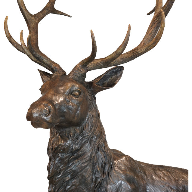 Large Standing Elk Bronze Sculpture