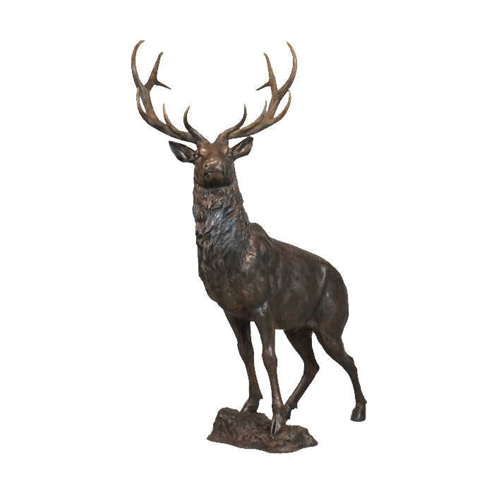 Large Standing Elk Bronze Sculpture