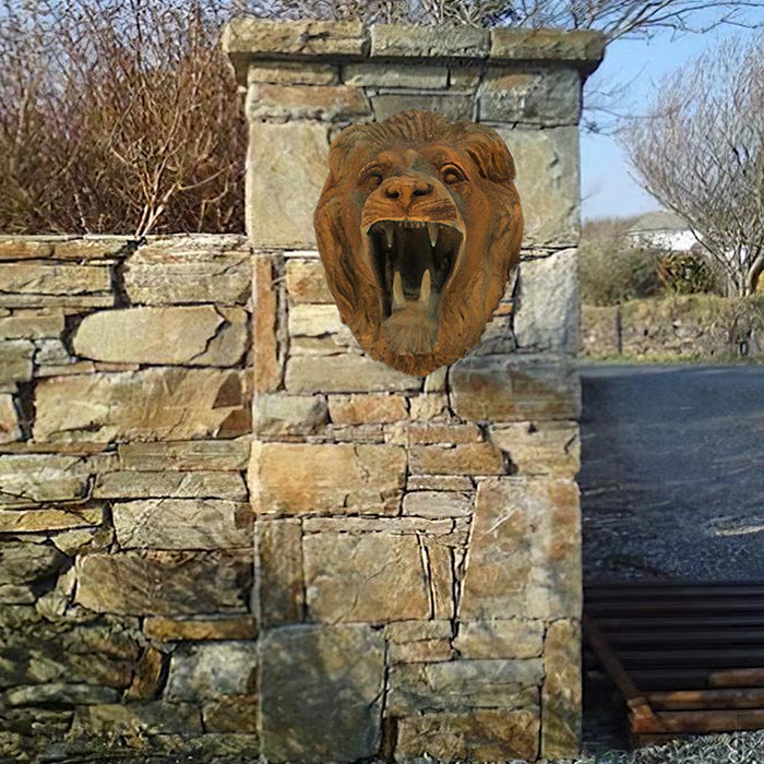 Roaring Lion Outdoor Wall Sculpture-20"H