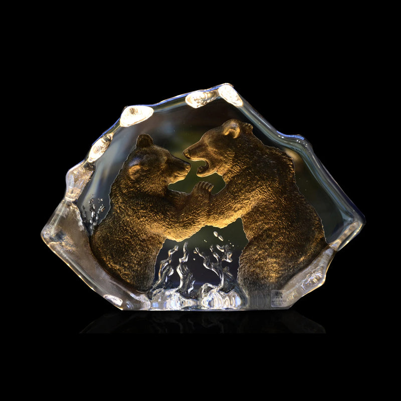 Fighting Bears Crystal Sculpture
