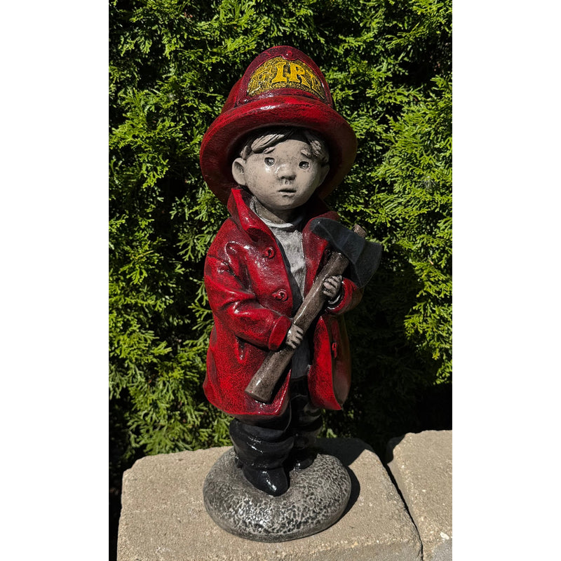 Little Firefigher Garden Statue- Cast Stone