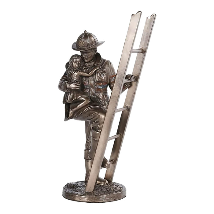 Firefighter with Little Girl Statue