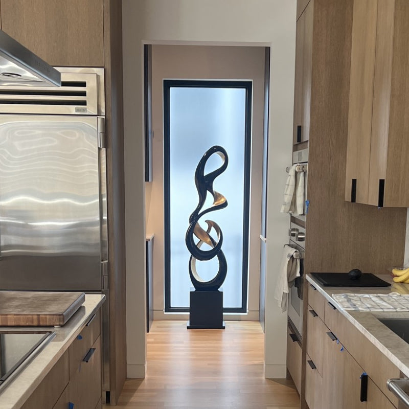 Imagine Modern Floor Sculpture-Black & Gold