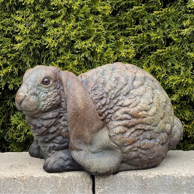 Floppy Ear Garden Bunny Rabbit Statue- Cast Stone