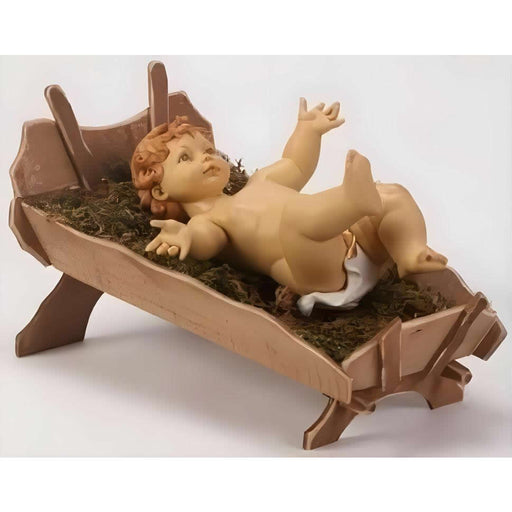 Gowned Infant Baby Jesus In Cradle Nativity Figure- 2 Piece