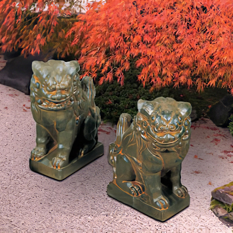 Small Foo Dog Statue Set of 2-Cast Stone