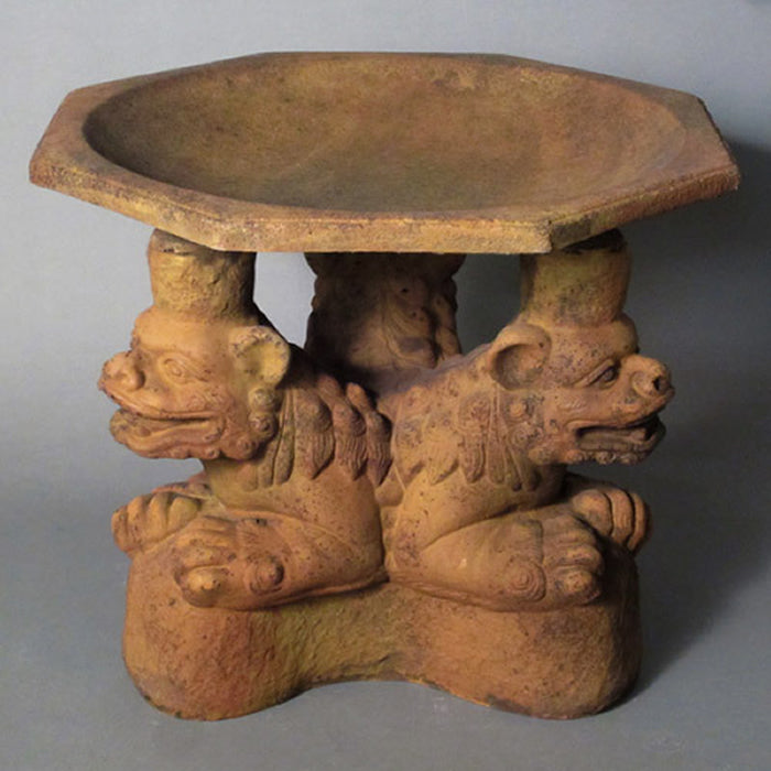 Three Foo Dogs Bird Bath