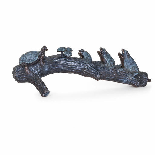 frogs and turtle on log bronze fountain