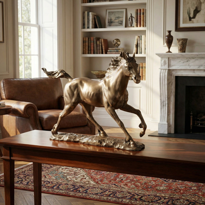 Galloping Horse Statue with Bronze Finish