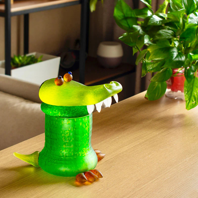 Alligator Art Glass Box by Borowski