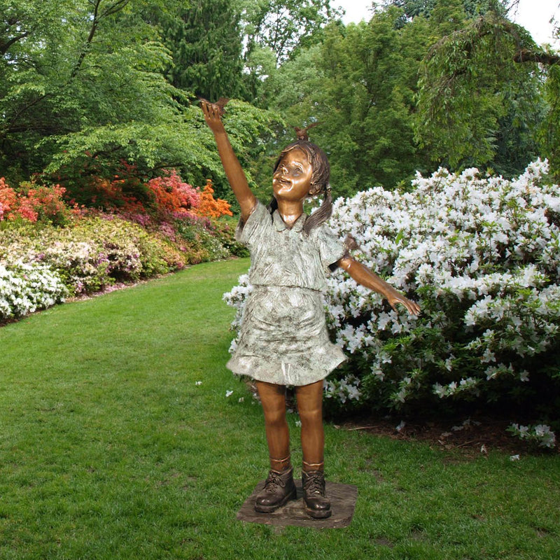 Girl with Birds Bronze Sculpture