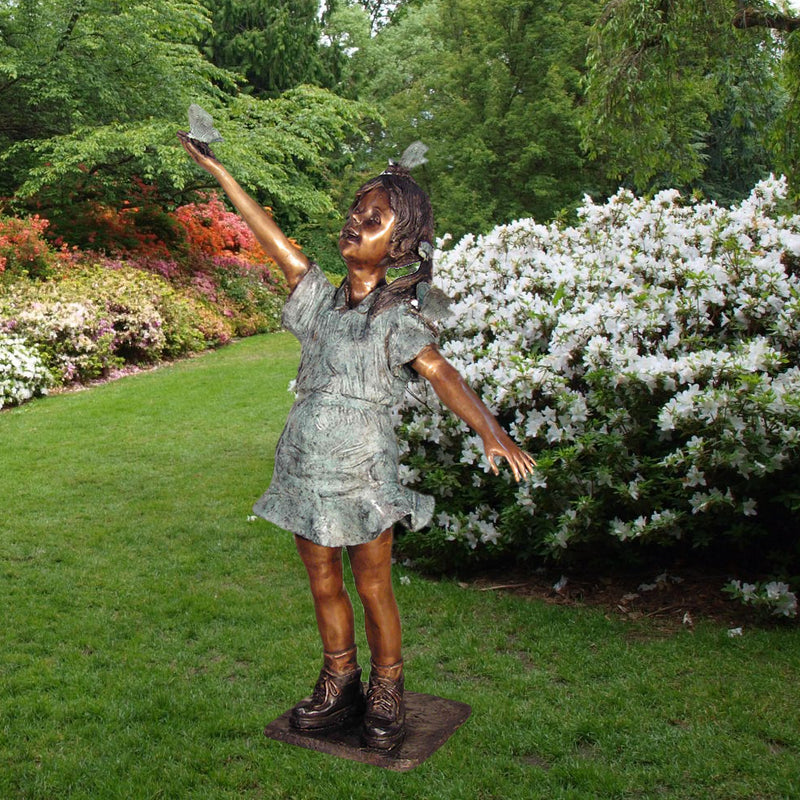 Girl with Butterflies Bronze Sculpture