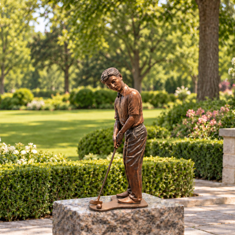 Golfer Putting Bronze Sculpture Medium