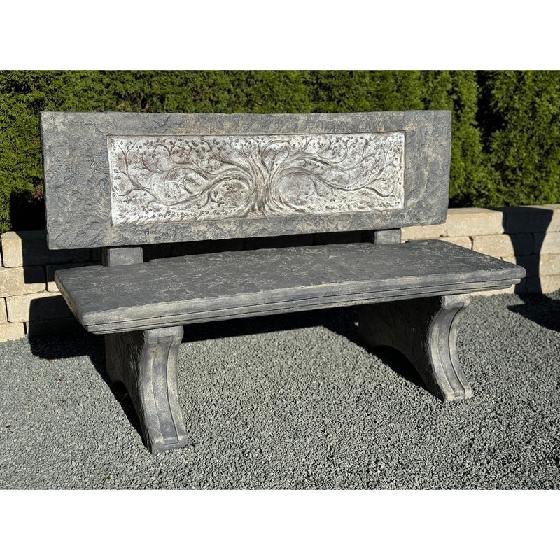 Grand Oak Garden Bench-Cast Stone