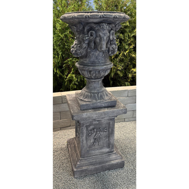 Grande Ram Pedestal & Urn- Cast Stone