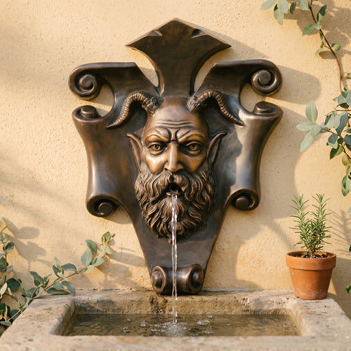 Wall fountain spitter of Greek Pan. Wall fountain ideas