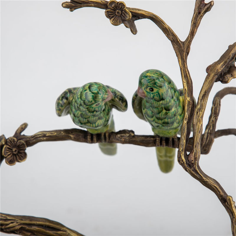 Tropical Birds in Tree Sculpture-Porcelain & Bronze