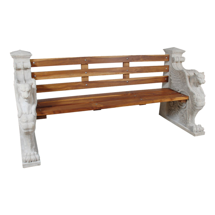 Griffin Garden Bench-Teak & Stone