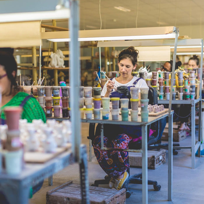 De Rosa Hen and Rooster Figurines Set of 2-Ceramic