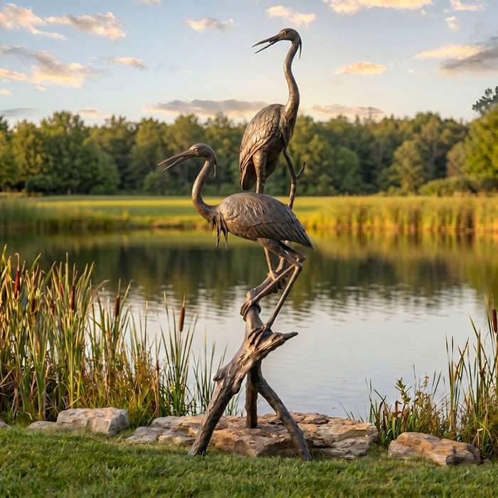 Two Herons Bronze Fountain-77"H